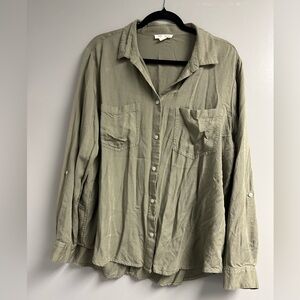 beachlunchlounge Sage Green Casual Button Down Shirt Size XL